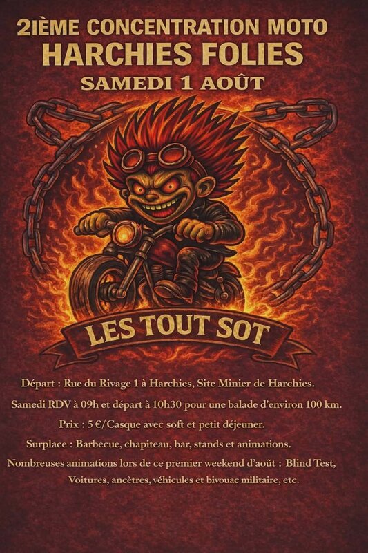 Loisirs 2ième Concentration Moto Harchies Folies samedi 1 août