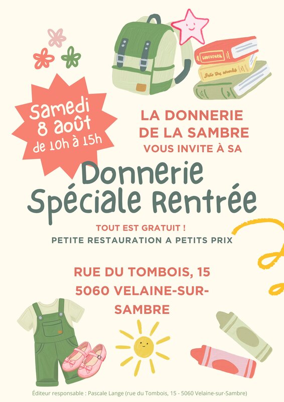 Loisirs Donnerie spéciale rentrée scolaire la Donnerie la Sambre