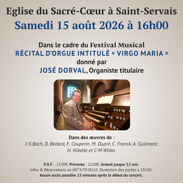Concerts Récital d Orgue intitulé: Virgo Maria