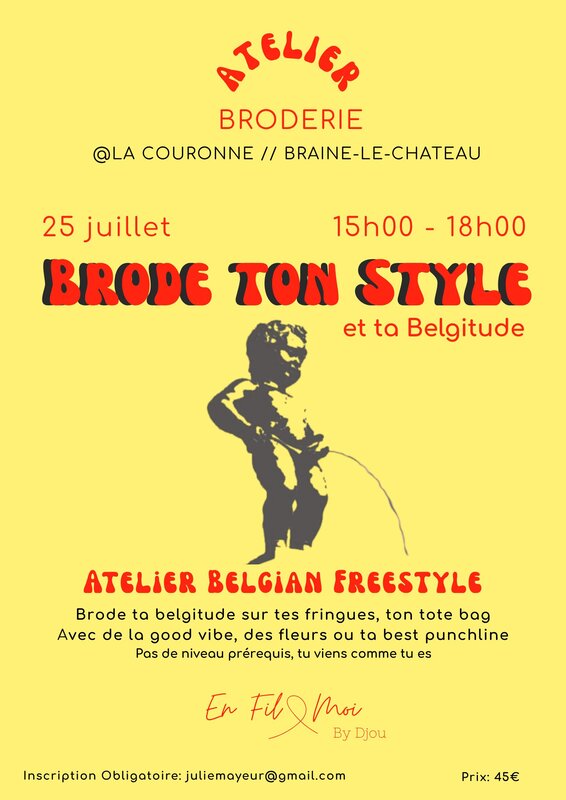 Stages,cours Atelier Brode style ta Belgitude