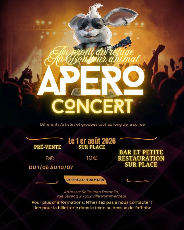 Concerts Apéro-concert profit refuge Bonheur Animal