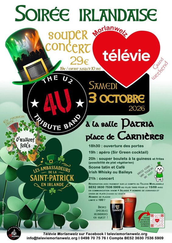 Soirées Soirée Irlandaise Televie Morlanwelz