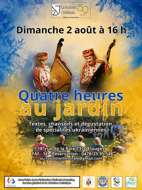 Spectacles Quatre heures jardin : textes, chansons buffet ukrainiens