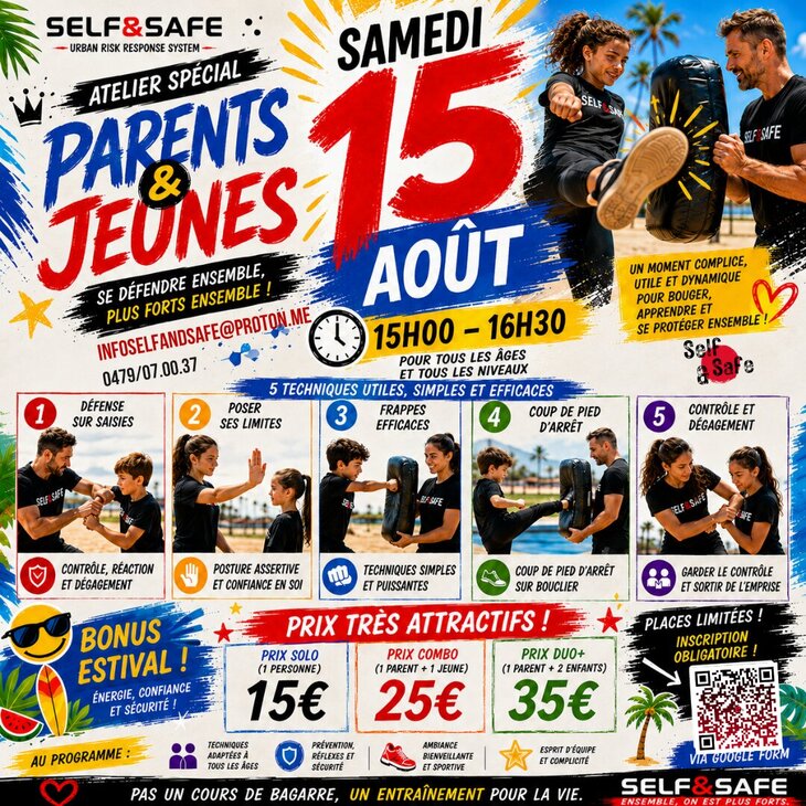Stages,cours Événement spécial l été  Combo Self-défense parents/ enfants