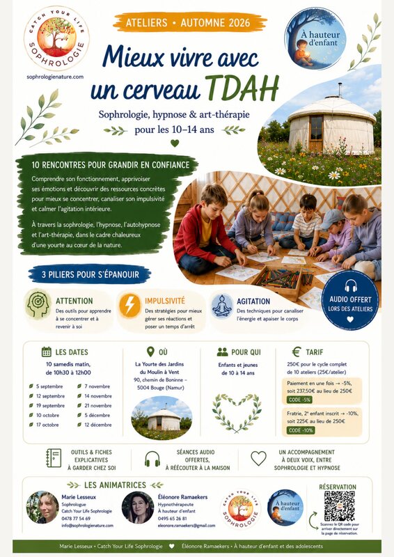 Stages,cours Atelier enfants : Mieux vivre avec cerveau Tdah - Cycle 10 rencontres
