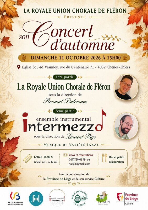 Concerts Concert chorale + Ensemble instrumental.