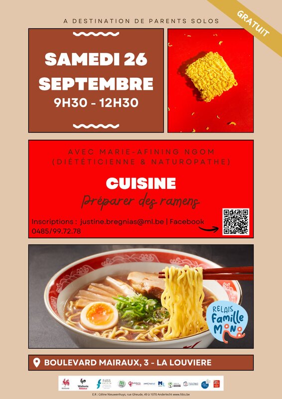 Stages,cours Relais Familles Louvière - Cuisiner avec Marie : Ramens