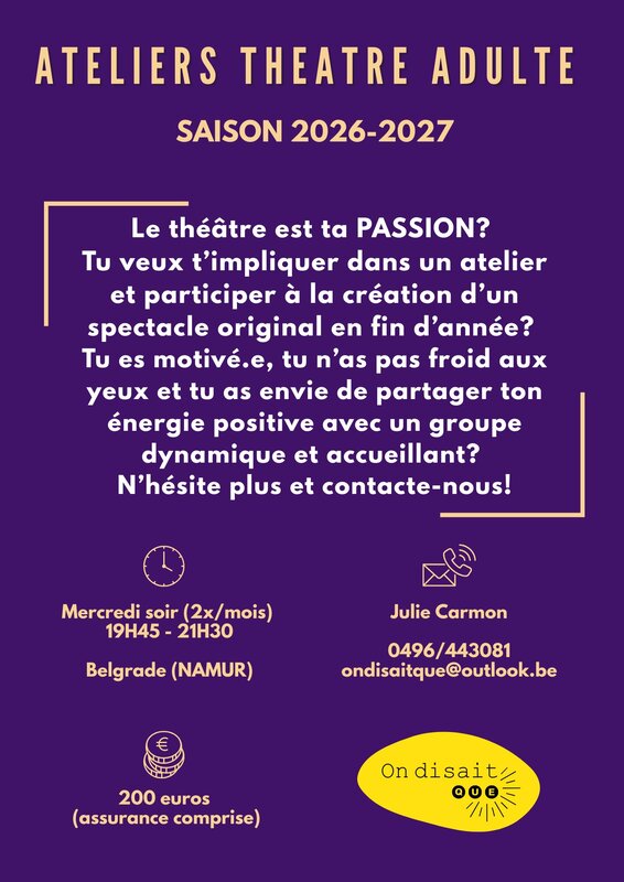 Stages,cours Atelier théâtre adultes