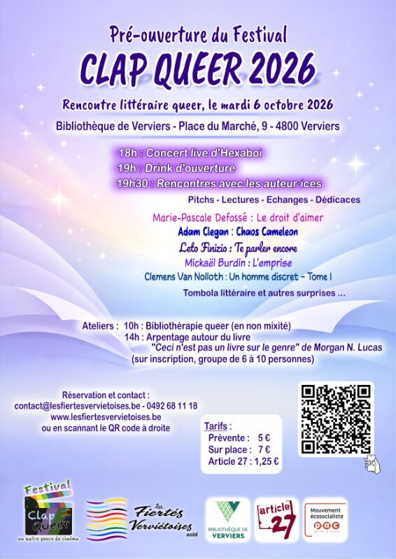 Expositions Pré‑ouverture Festival Clap Queer Rencontre littéraire queer