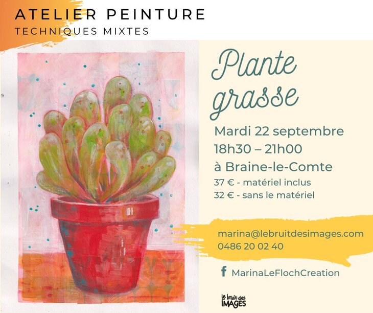 Stages,cours Atelier peinture mixed-media : Plante grasse