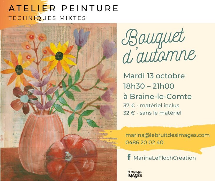 Stages,cours Atelier peinture mixed-media : Bouquet d automne