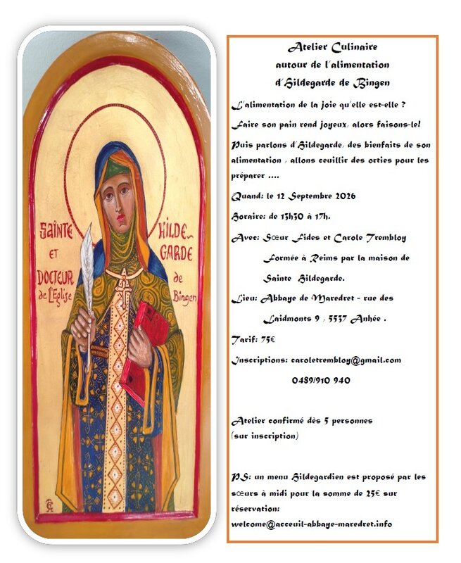 Stages,cours Atelier Culinaire autour l’alimentation d’Hildegarde Bingen
