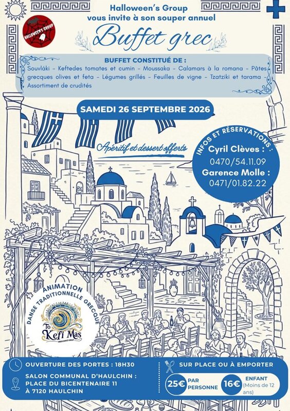 Soirées Souper Grec : Apéritif, Buffet, Dessert, Danse traditionnelle, plus encore 