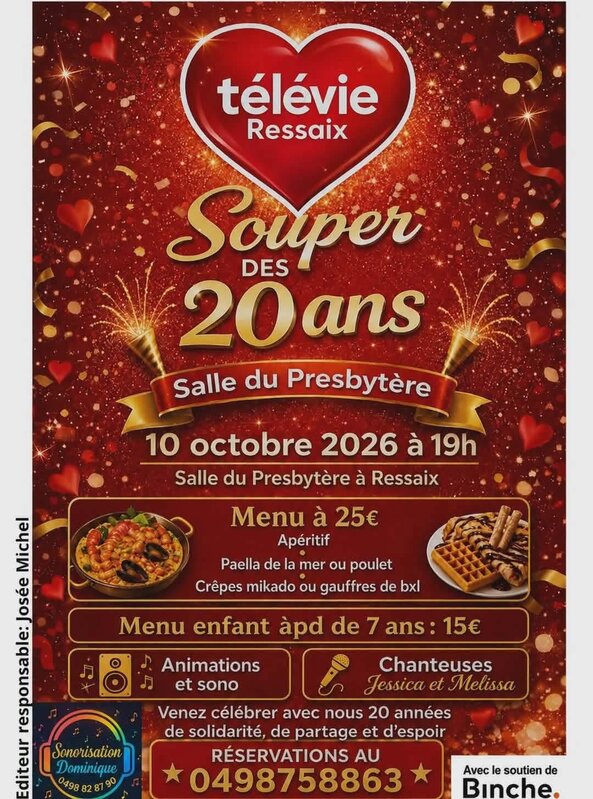 Soirées 20 ème Souper annuel Télévie Ressaix