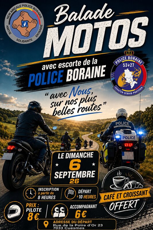 Loisirs Balade Motos toutes marques la amicale la Police Boraine