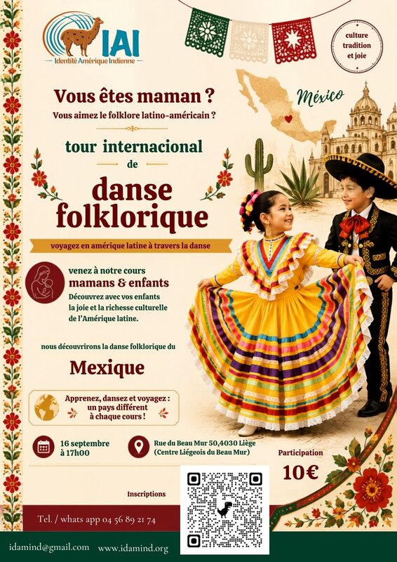 Stages,cours Mexique danse folklorique, mamans & enfants