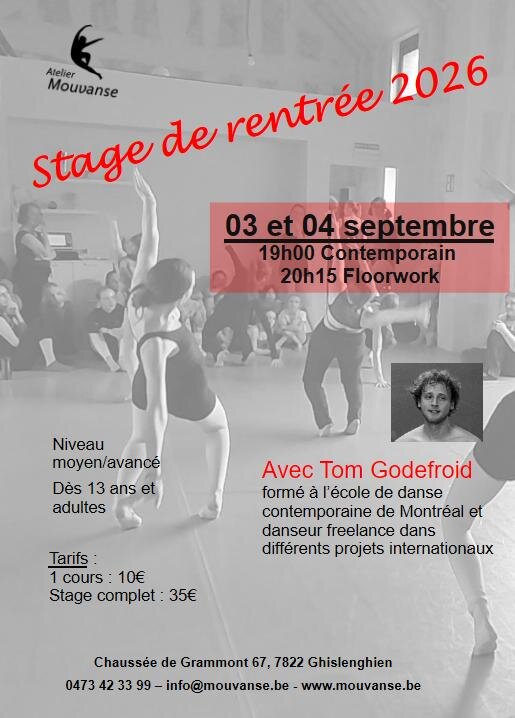 Stages,cours Stage rentrée ados/adultes danse contemporaine