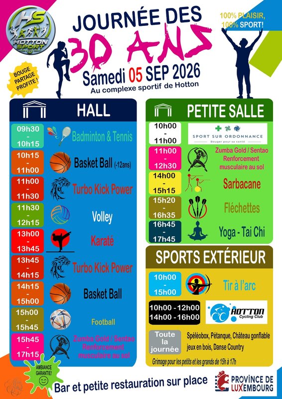 Loisirs Journée 30 du complexe sportif Hotton