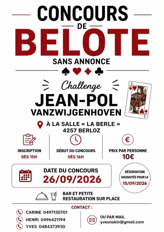 Loisirs Concours belote sans annonce