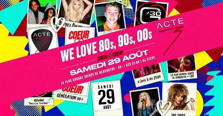 Soirées We Love 80s, 90s,  entrée gratuite