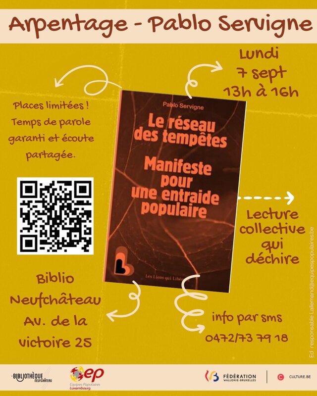 Conférences Arpentage : Manifeste pour entraide populaire de Pablo Servigne