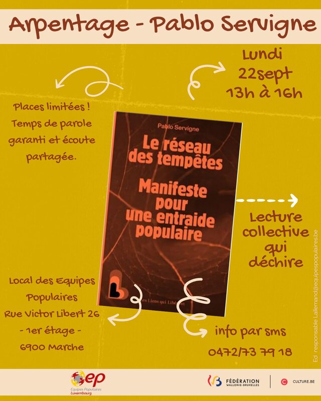 Conférences Arpen­tage : Mani­feste pour entraide popu­laire de Pablo Servigne
