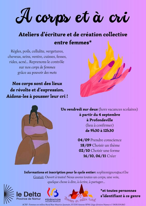 Stages,cours Ateliers d écriture le corps femmes