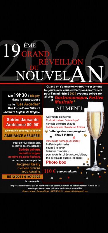 Soirées Gd Réveillon Nouvel province Liège