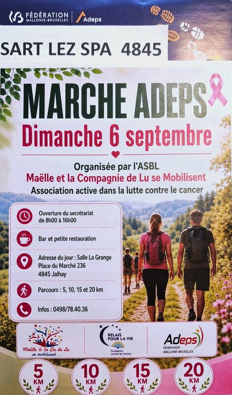 Loisirs Marche Adeps profit la lutte contre Cancer