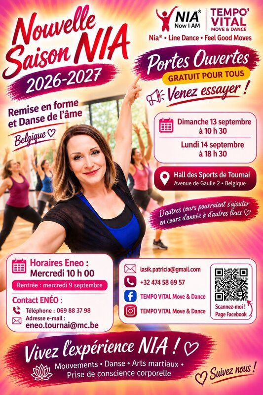 Stages,cours Nouvelle saison Nia® danse Bien-être -2027