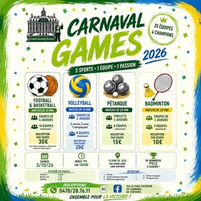 Loisirs Carnaval Games 2026 : journée sportive Verviers