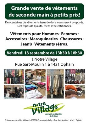 Loisirs Grande vente vêtements seconde main petits prix!