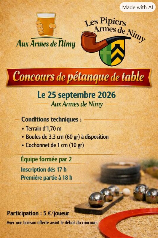 Loisirs Concours pétanque table