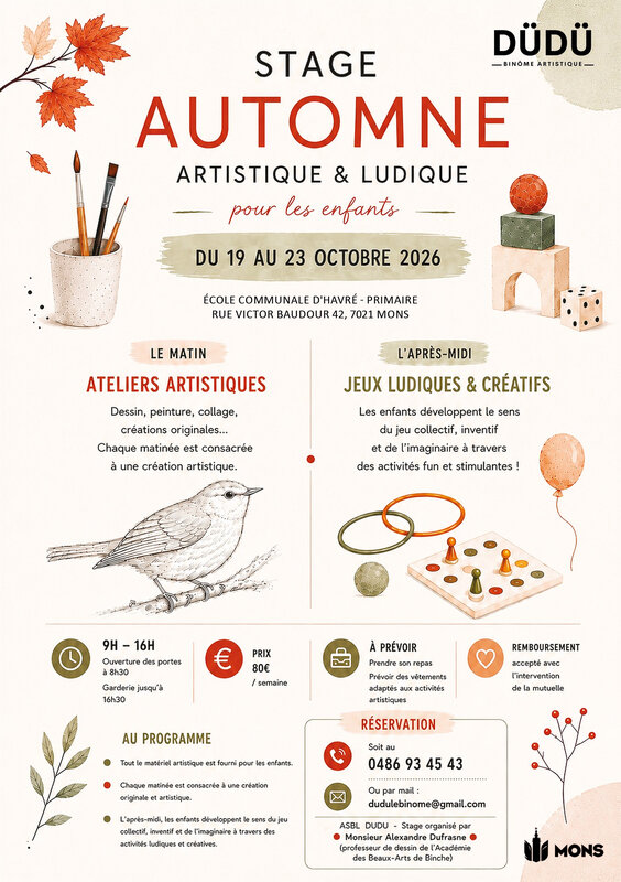 Stages,cours Stage créatif artistique pour enfants Mons