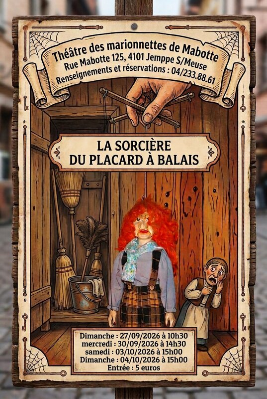 Spectacles La sorcière placard balai
