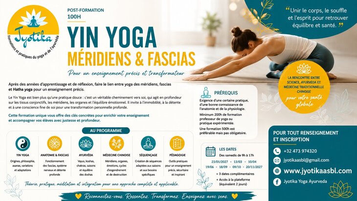 Stages,cours Yin yoga méridiens fascias Post-formation