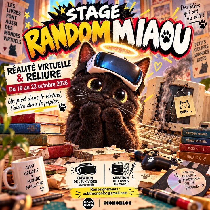 Stages,cours Stage Random Miaou, Création livres de jeux vidéos & Réalité virtuelle
