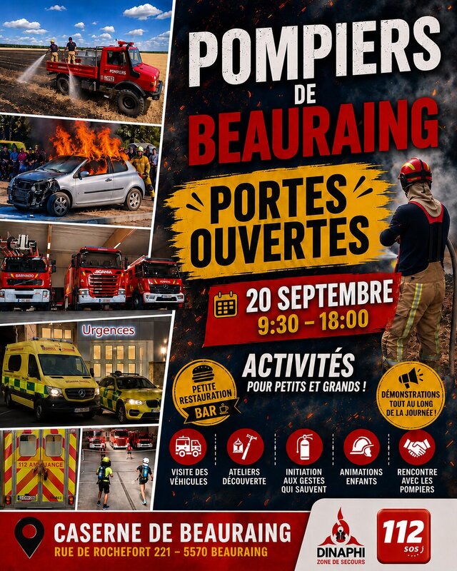 Loisirs Les portes ouvertes pompiers ambulanciers Beauraing