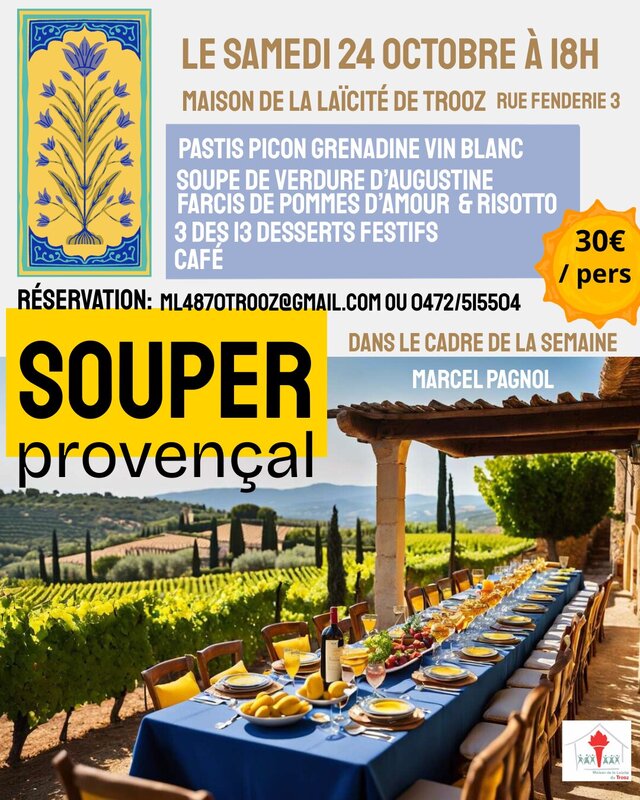 Soirées Souper provençal - l occasion la semaine Marcel Pagnol