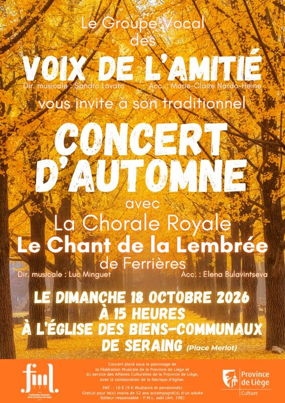 Concerts Concert d automne Voix l Amitié