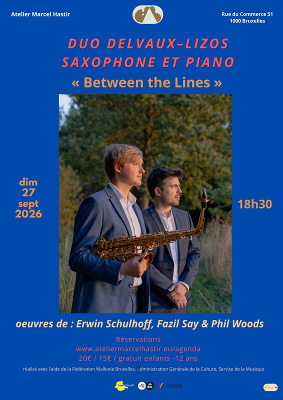 Concerts Duo Delvaux–Lizos, saxophone piano Between Lines »