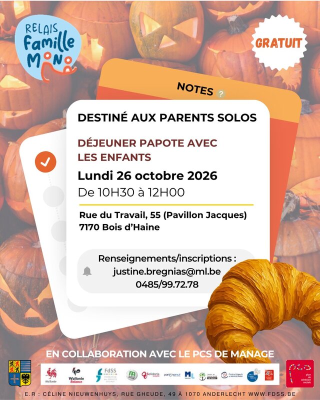 Stages,cours Relais Familles Louvière - Déjeuner papote parents/enfants