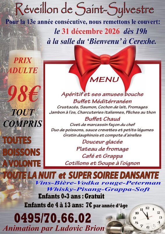 Soirées Soirée Nouvel-an  -2027 Tout compris pour 13e année