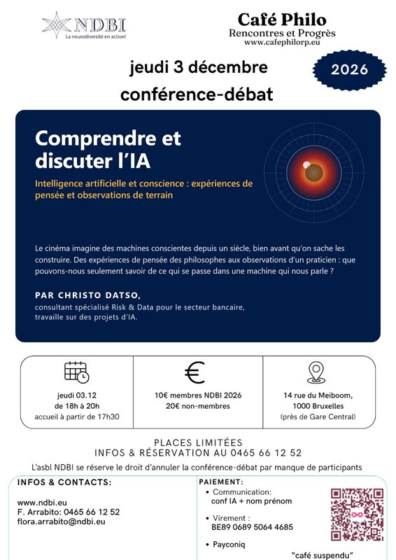 Conférences Comprendre discuter l IA : conférence-débat, animée Christo Datso