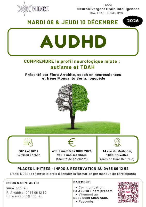 Stages,cours Formation-atelier : AuDHD : profil neurologique mixte (autisme + Tdah)