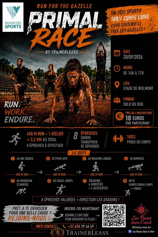 Stages,cours Run the gazelle - Primal race - trainerleass