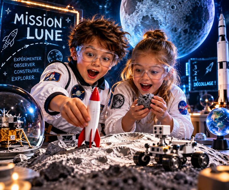 Stages,cours Atelier Tandem : Mission Lune : embarquement immédiat ! partir 8 ans)