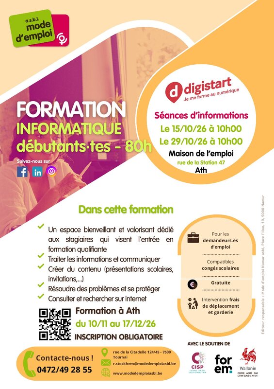 Stages,cours Digistart - formation informatique pour débutants demandeurs d emploi
