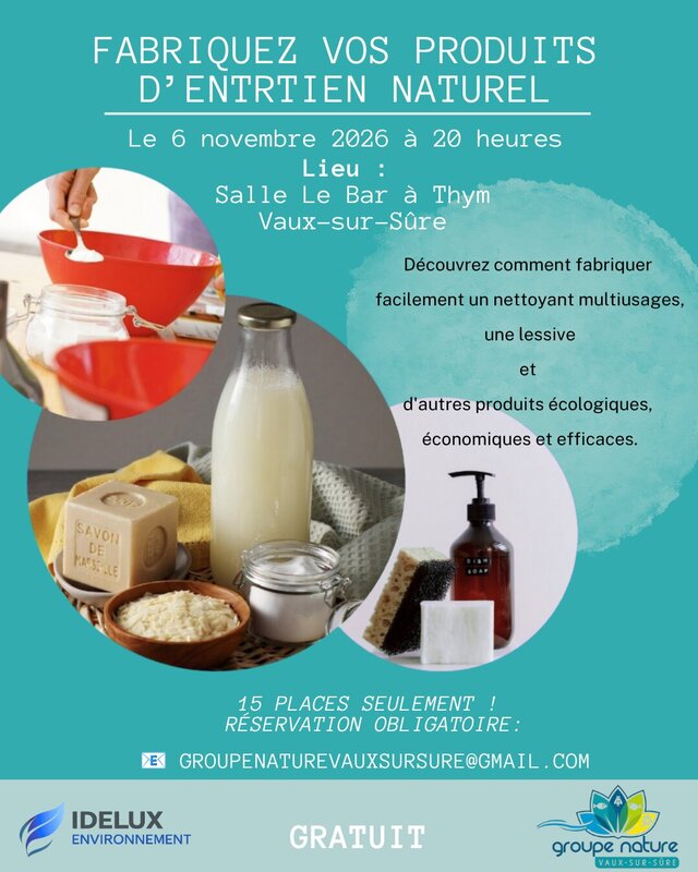Stages,cours Fabriquez produits d’entretien naturels.