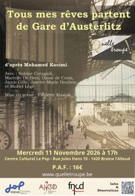 Spectacles Theatre - Tous Rêves Partent Gare D’AUSTERLITZ